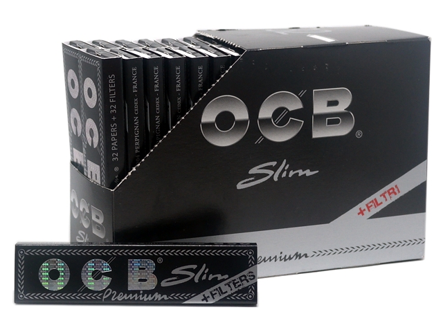 Χαρτάκια Mαύρα OCB King Size Premium Slim+Tips-Συσκευασία 32τμχ