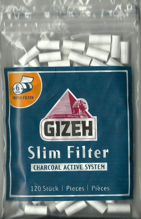 Φιλτράκια GIZEH Slim Filters Charcoal 6mm ενεργού άνθρακα