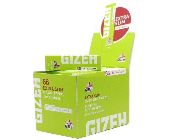 GIZEH Χαρτάκια Extra Slim Super Fine 66 (Λαχανί) – 66 φύλλα – Συσκευασία 50 τμχ
