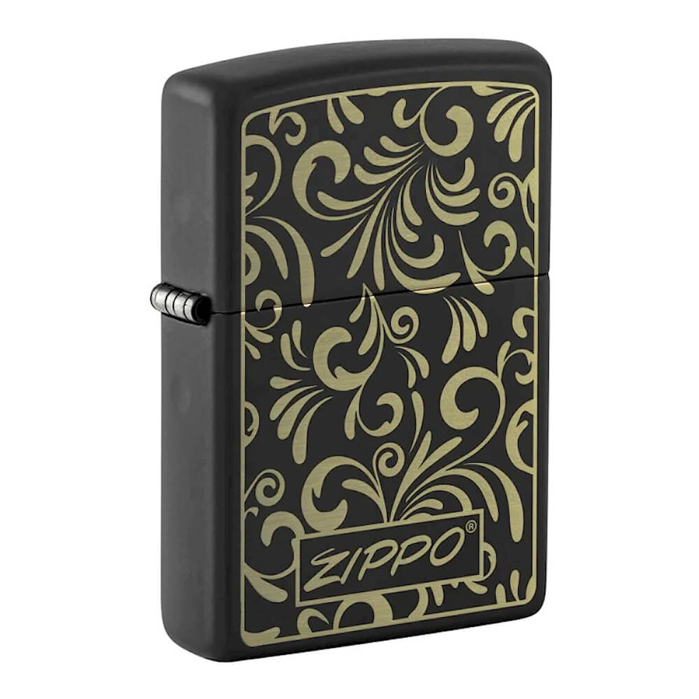 Zippo Αναπτήρας Black Matte Golden Floral Design 48152